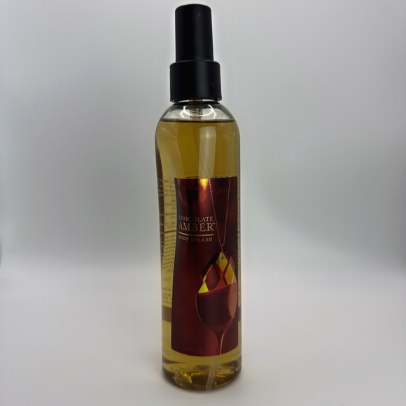 NEW Bath and Body Works Pleasures Chocolate Amber Body Splash 8 oz Retired Orig - Picture 1 of 2